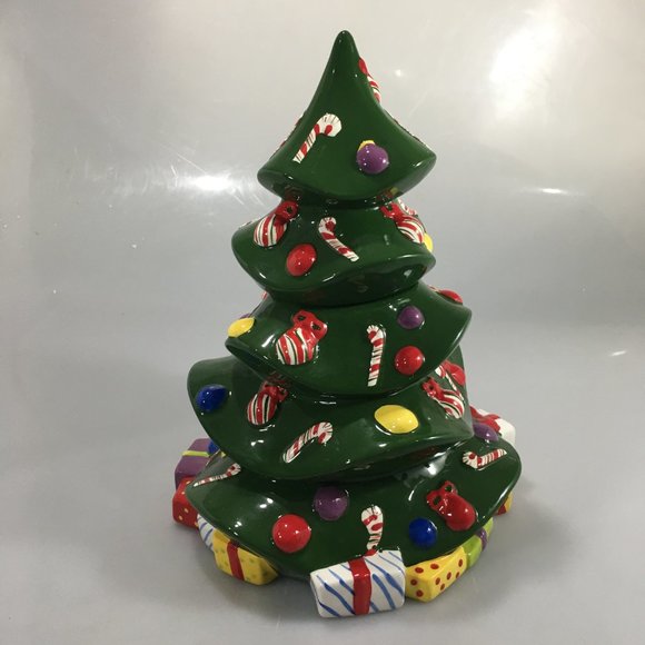 Christopher Radko Christmas Tree Cookie Jar Stoneware 2011 Saks Fifth Ave - Picture 4 of 10